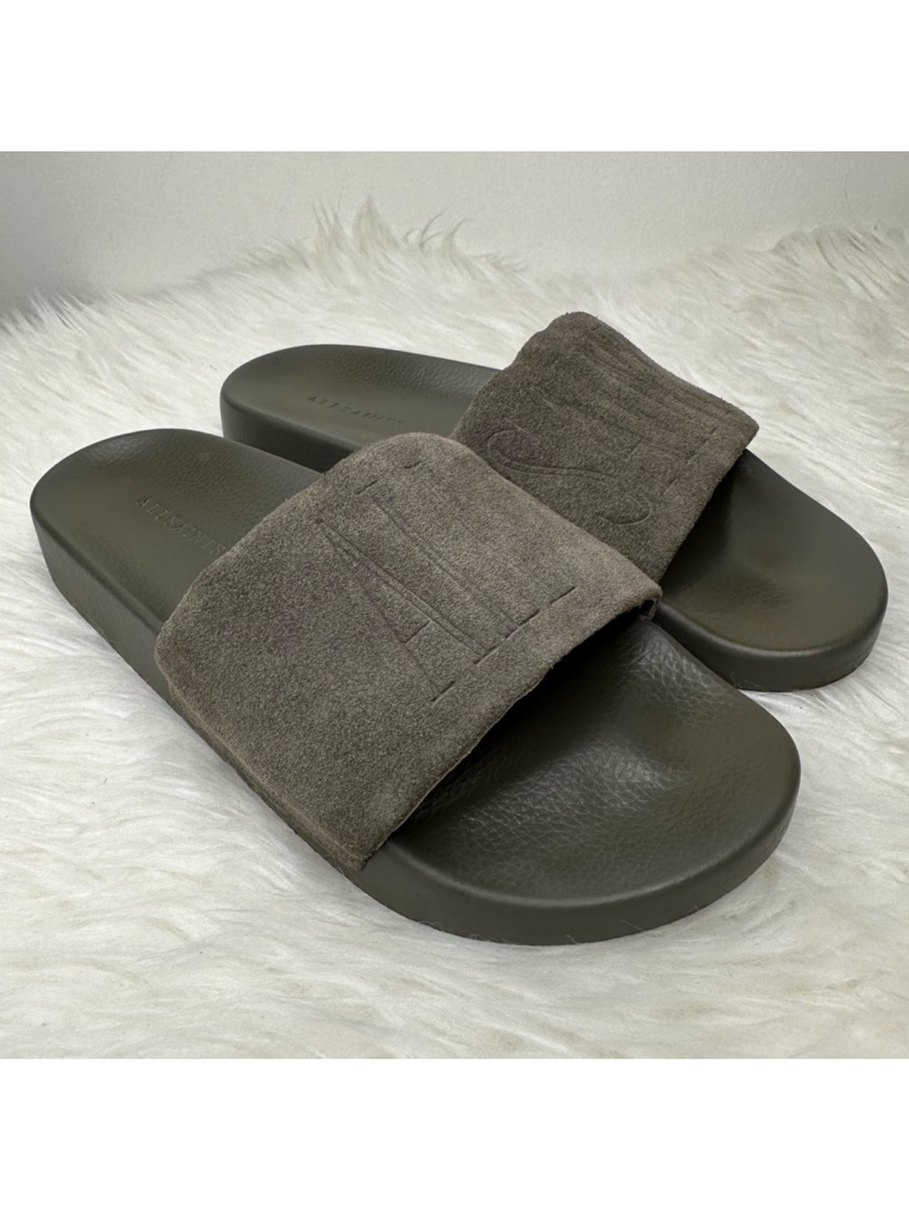 All Saints Men’s Sunland Suede Slide Sandals Size 8